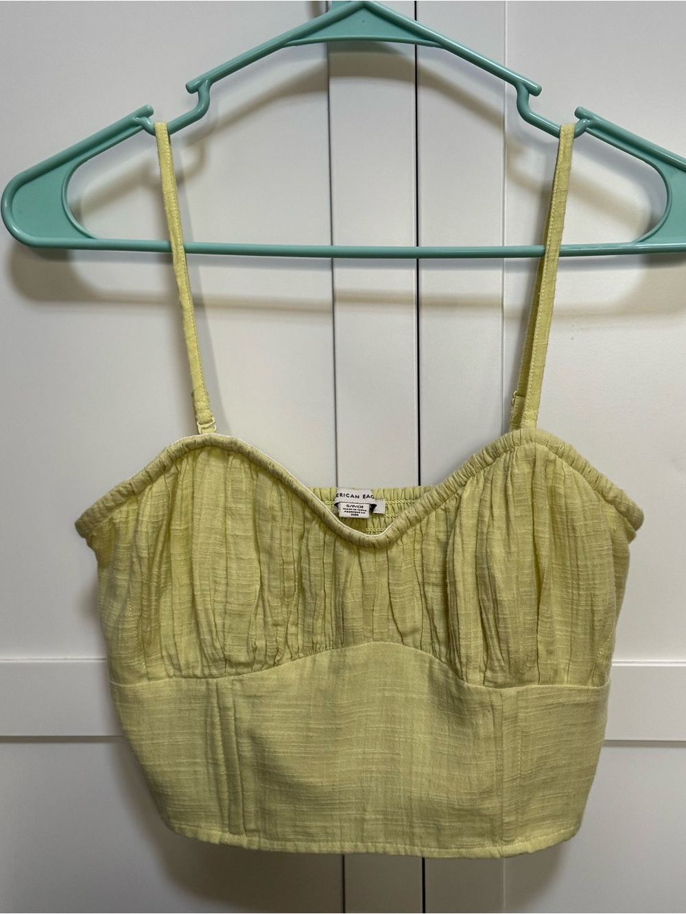 American Eagle Smocked milkmaid Crop Cami Sweetheart Coquette Y2K Fairy small